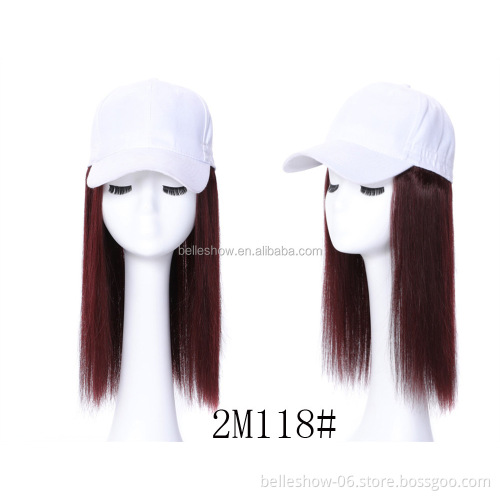 Hot sell human hair long straight hair hat wig bobo head baseball hat wig short straight wig head cover black baseball hair